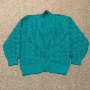 Vintage Women’s M Cardigan Oversized Stretchy Sweater Union Made Green Knit